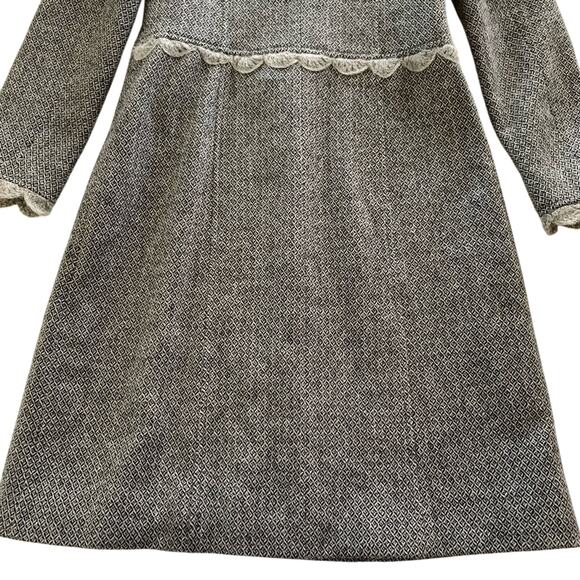 Vintage Arden B Gray Crochet Detail Victorian Coat Button Down Peacoat Small - Picture 12 of 14